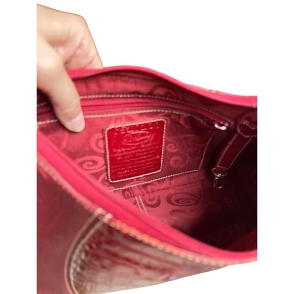 Brighton Hilda Moon Purse Bag Red Leather, Small Shoulder, Embossed READ - Picture 7 of 10